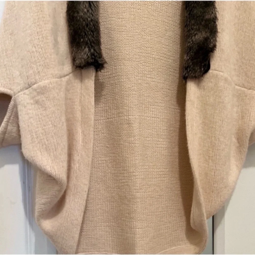 Anthropologie Mad Style 100% Acrylic fur lined open front sweater shrug cardigan
